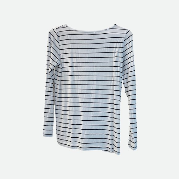 Club Monaco Navy Striped Long Sleeve Linen - Picture 6 of 12